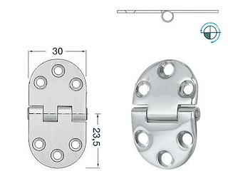 Cerniera 47 x 30 x 2 mm. Nodo Sporgente