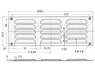 Griglia aerazione 76 x 229 mm. 