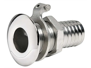 Scarico a mare in acciaio inox con portagomma 56 mm. .