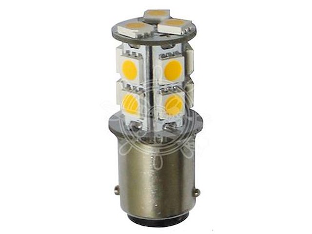Lampadina a 12 led - attacco BA15D  - Pin paralleli - Luce Calda -