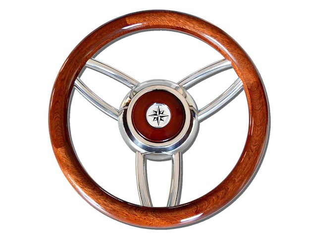 Volante barca tipo " Bliz " - Legno lucido Mogano