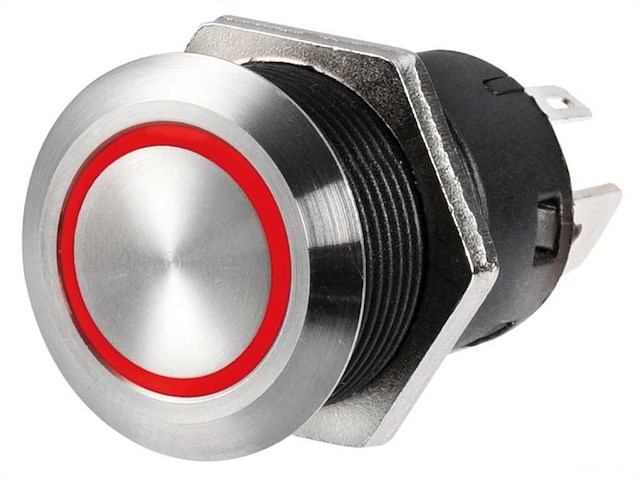 Interruttore FLAT inox - ON-OFF 24 V Luce rossa