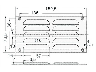 Griglia aerazione 76 x 152 mm. 