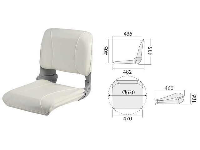Sedile con schienale ribaltabile e imbottitura sfilabile - Bianco RAL 9010