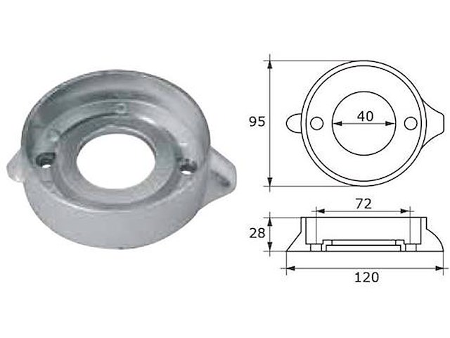 Anodo a collare alluminio Sail Drive 120 - VOLVO -