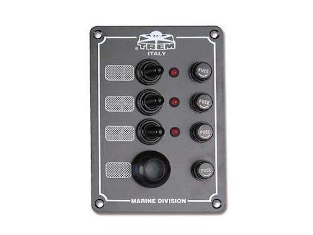 Pannello elettrico "Boat" 3 interruttori + puls. tromba + Led