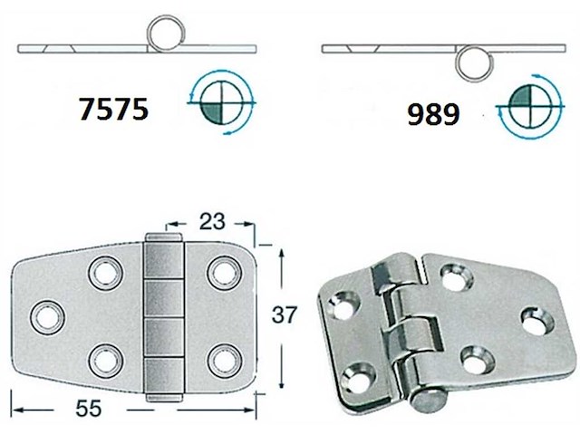Cerniera 55 x 37 x 2 mm Nodo Rovesciato