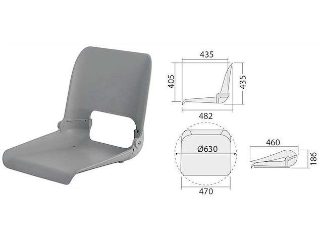 Sedile con schienale ribaltabile e imbottitura sfilabile - Solo scocca