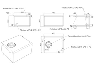 Serbatoio in polietilene rigido per acque nere - 47 Lt.