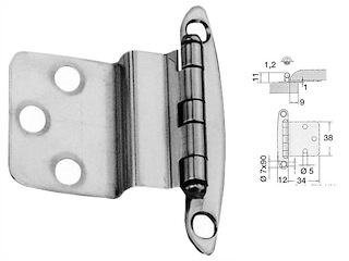 Cerniera piana 37 x 46 mm.
