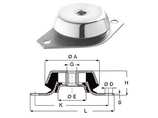 Supporto elastico motori in acciaio inox - Ø 115 x 190 mm. 
