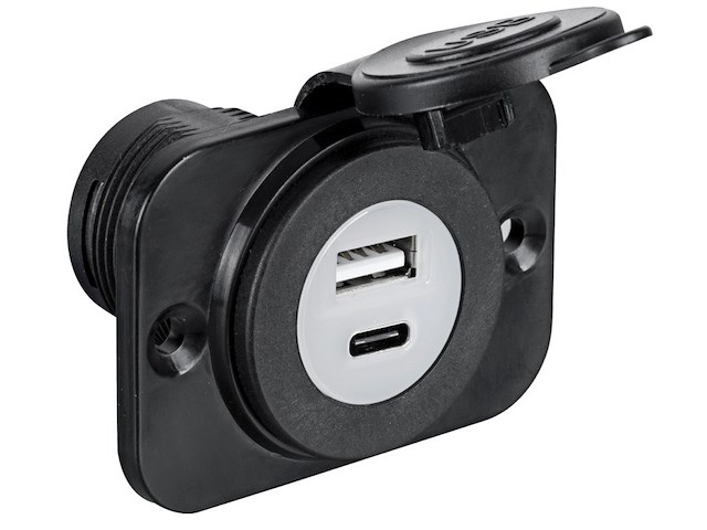 Presa USB A + USB C - Nera