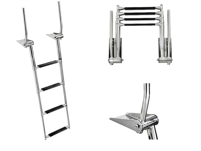 Scaletta telescopica EasyUp sopra plancetta con maniglie abbattibili