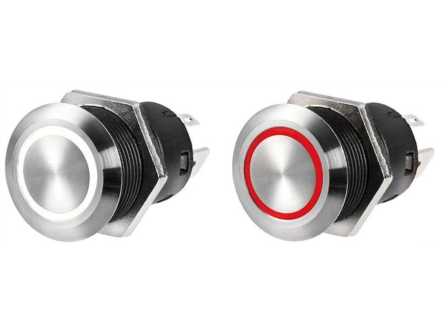 Interruttore FLAT inox -(ON)-OFF 24 V Luce blu