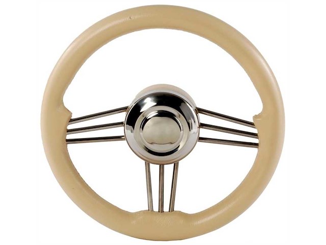 Volante a 3 razze inox - Corona crema