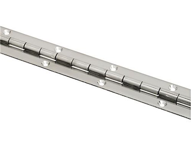 Cerniera a metro in acciaio inox - 25 x 0,8 mm. - Forata e svasata -