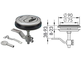 Alzapagliolo e chiusura portelli con serratura - Ø 90 mm. -