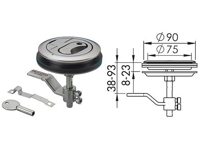 Alzapagliolo e chiusura portelli con serratura - Ø 90 mm. -