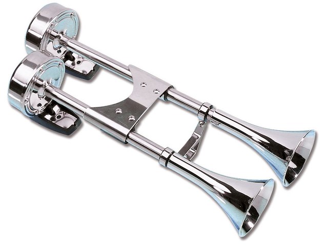 Tromba con cornetto in acciaio inox - Doppia -