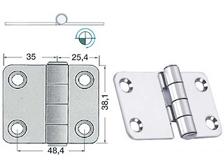 Cerniera 60,4 x 38 x 2 mm Nodo Sporgente