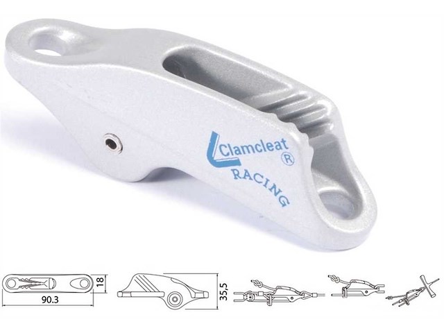 Strozzascotte con rullo CLAMCLEATS per trapezio e vang. - 3/6 mm. .