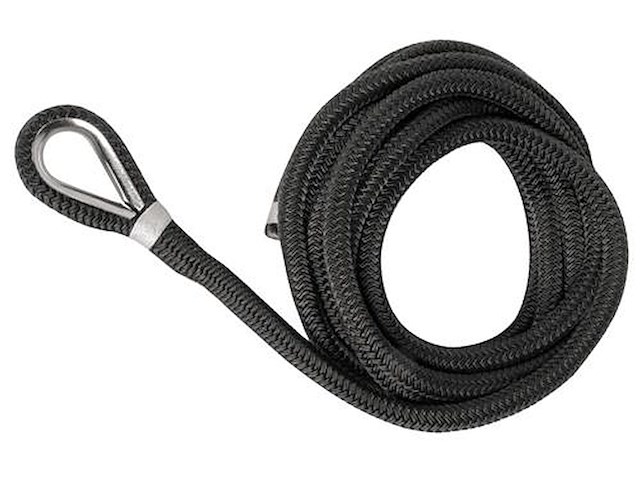 Cima ormeggio nera doppia treccia Ø 10 mm.