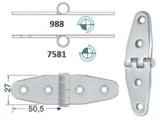 Cerniera 101 x 27 x 2 mm. Nodo Rovesciato