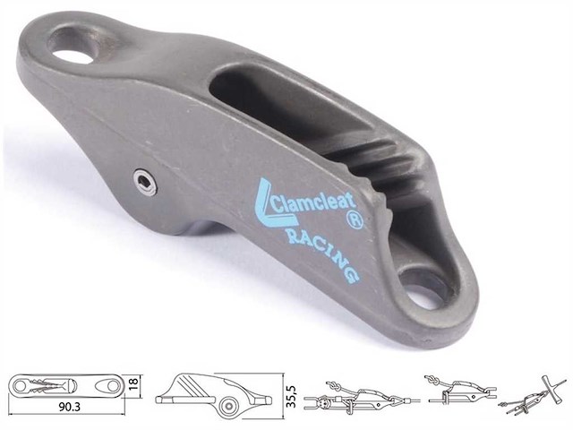 Strozzascotte con rullo CLAMCLEATS ossidazione dura nera - 3/6 mm. .