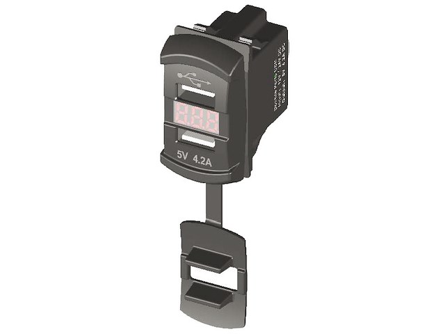 Presa doppia USB-A + voltmetro