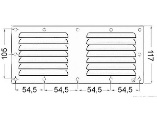 Griglia aerazione + reticella 118 x 232 mm. 
