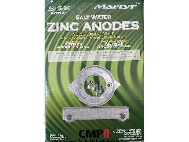 Kit anodi per piede Volvo 280 - Anodi in zinco -