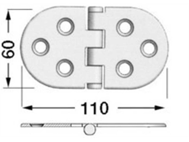 Cerniera 110 x 60 x 3 mm. Heavy Duty