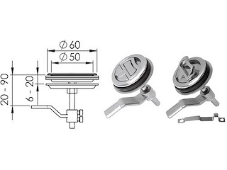 Alzapagliolo e chiusura portelli senza serratura - Ø 60 mm. -