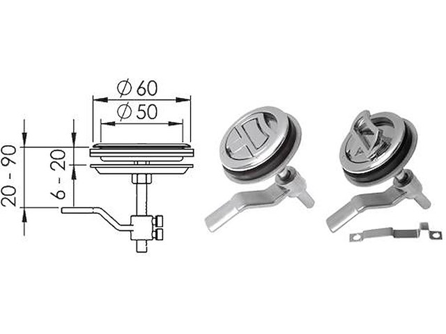 Alzapagliolo e chiusura portelli senza serratura - Ø 60 mm. -