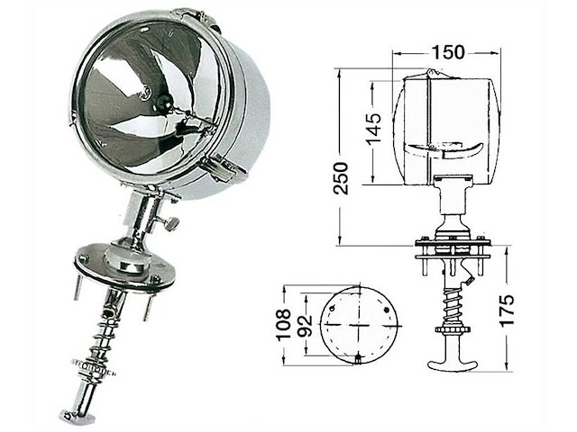 Faro di profondità orientabile dall'interno DHR - 24 V - 145 mm Ø