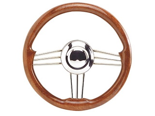 Volante a 3 razze inox - Corona in mogano