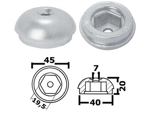 Anodo ricambio elica prua/poppa per Side-Power (Sleipner)