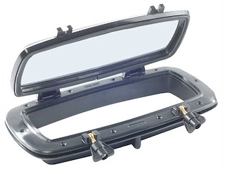 Oblò apribile con scolo acqua incorporato - Nero 500 x 250 mm