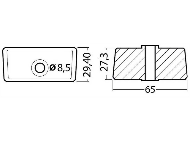 Anodo in alluminio cubo piede