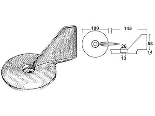 Anodo piede fuoribordo 50 / 55 / 60 Hp - MERCURY / MARINER / MERCRUISER -