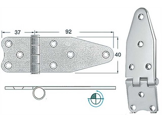 Cerniera 129 x 40 x 2 mm Nodo Rovesciato