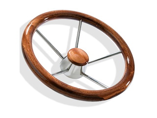 Timone in teak con razze acciaio inox - 400 mm. -