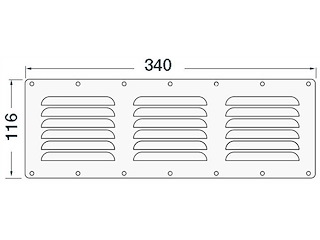 Griglia aerazione 116 x 340 mm. 