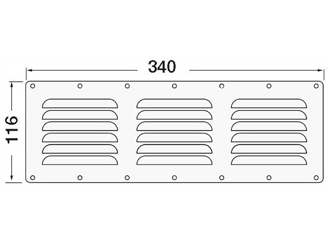 Griglia aerazione 116 x 340 mm. 