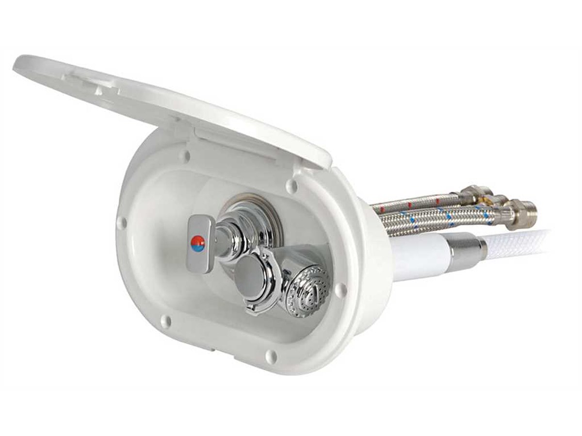 Box doccia ovale con miscelatore e doccetta cromata