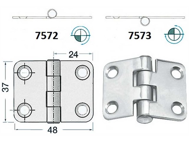 Cerniera 48 x 37 x 2 mm. Nodo Rovesciato