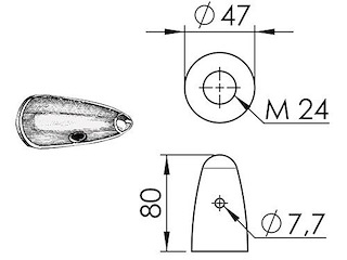 Ogiva in zinco per elica Ø 40 / 45 mm.  - VOLVO -