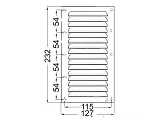 Griglia aerazione 232 x 127 mm. 