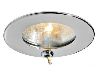 Faretto alogeno inox lucido e vetro satinato con interruttore IP40