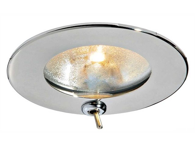 Faretto alogeno inox lucido e vetro satinato con interruttore IP40